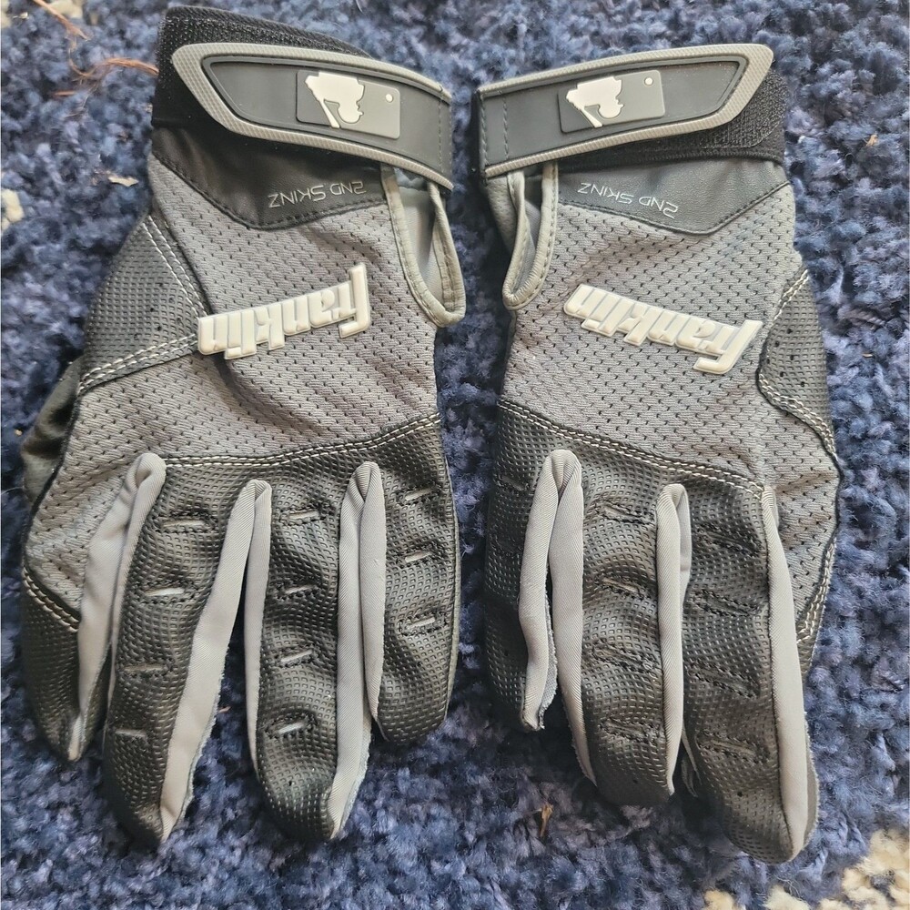 Franklin 2nd Skinz Batting Gloves Black White Gray YOUTH